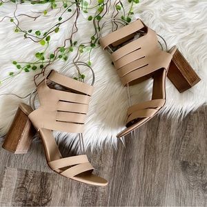 Vince Freida Leather Multi-Strap Sandal Wood Block Heel